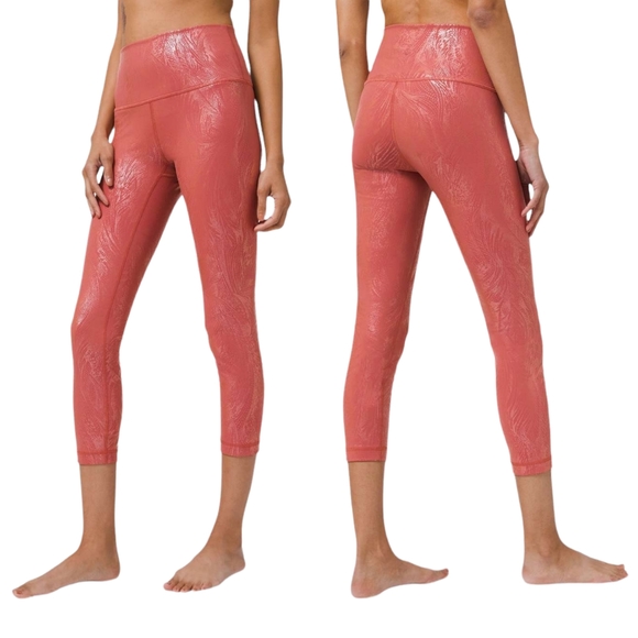 lululemon athletica Pants - Lululemon Wunder Under High Rise Crop 23" Shine Acclimatize Soft Cranberry Pink